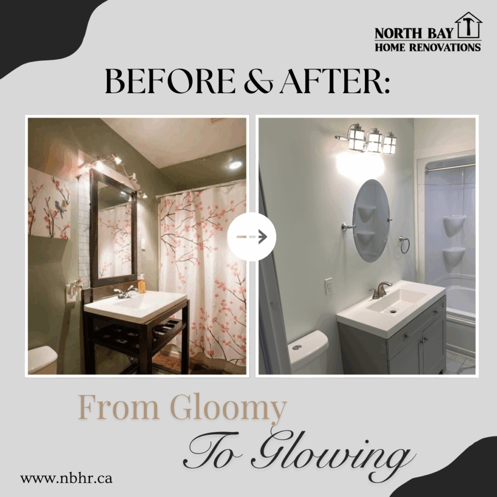 North Bay curbless shower with bench and niche.